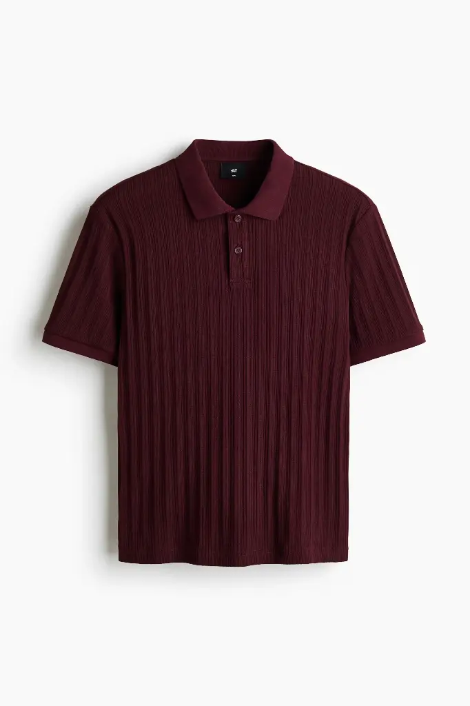 Slim Fit Textured jersey polo shirt